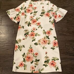 Floral Pink Rose Mini Dress - Women's Shift Dress